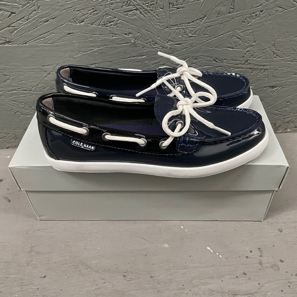 Cole Haan blue Patent leather boat shoes - Picture 1 of 7